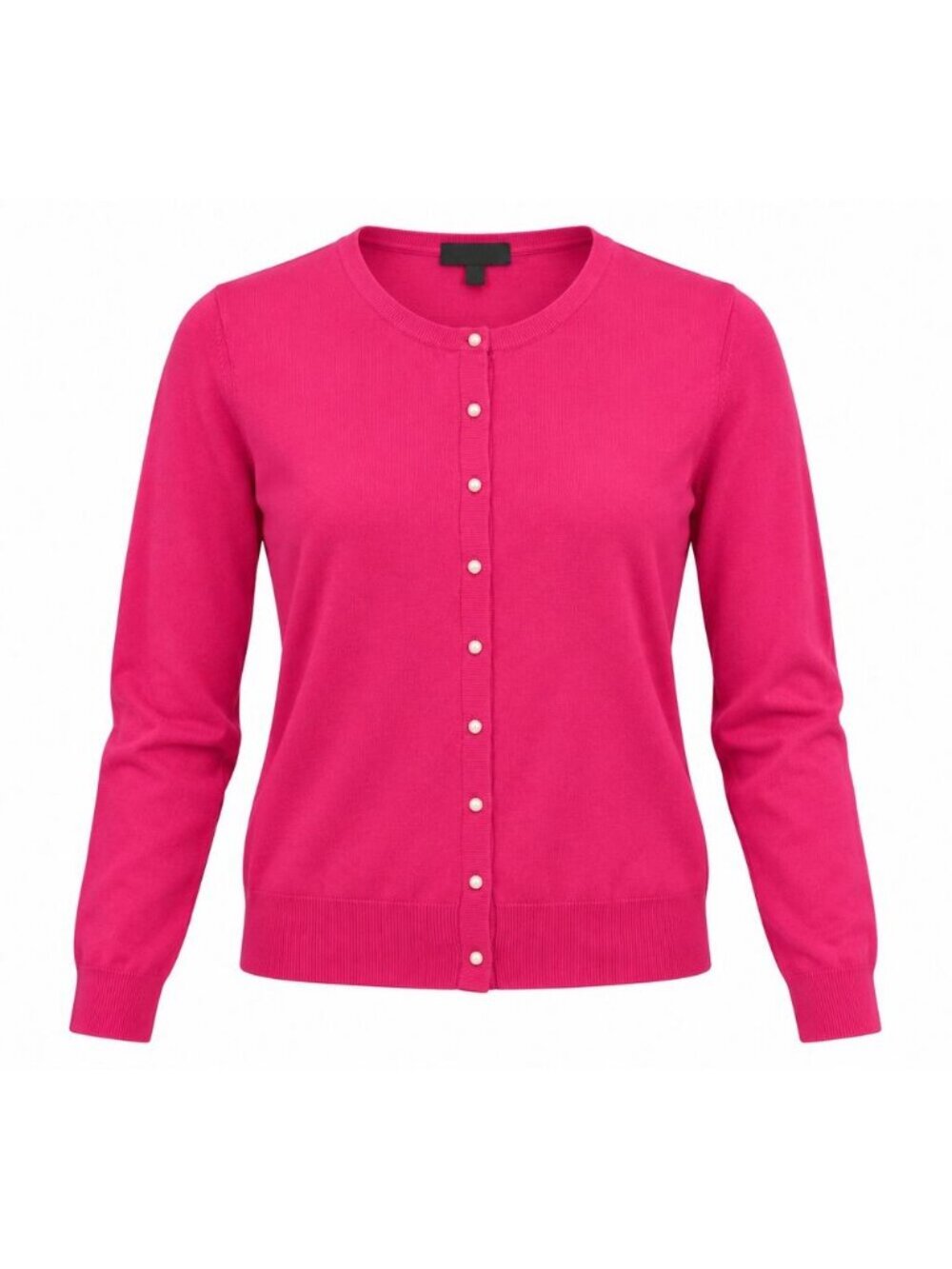 Ann Taylor XL Pink Fuchsia Cardigan Sweater Rhinestone Button Front Preppy